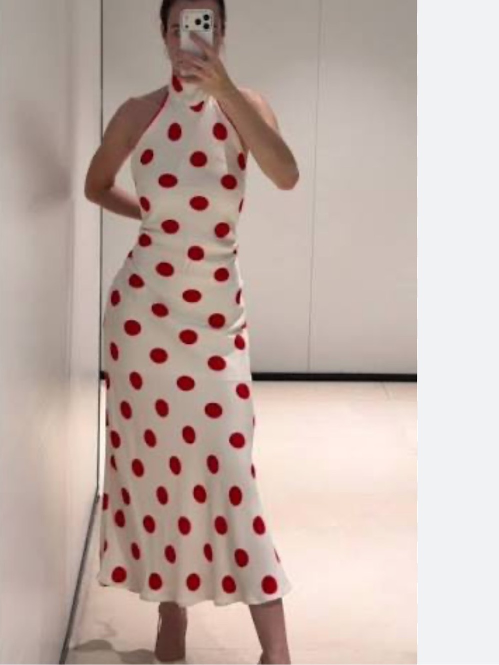 ZARA POLKA DOT HALTER MIDI DRESS - Picture 9 of 16